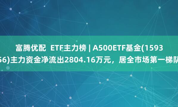 富腾优配  ETF主力榜 | A500ETF基金(159356)主力资金净流出2804.16万元，居全市场第一梯队